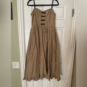 Storia Tan Midi Dress with Black Accents